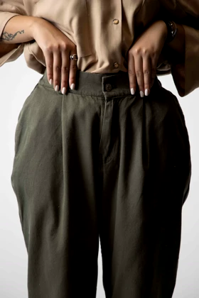 شلوار کتان پیلی دار پشت کش زنانه