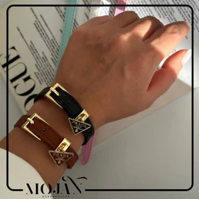 دستبند چرمی زنانه پرادا کد dzch1011