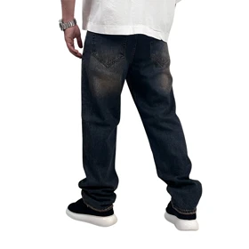 شلوار جین بگ مردانه آبی مدل زاپ