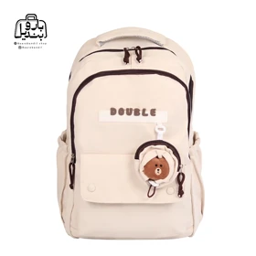 کوله‌پشتی مدرسه دابل Double کد 3379 (کرم)
