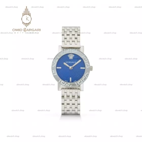 ساعت مچی ورساچه دورحکاکی بند سیلور صفحه آبی Versace