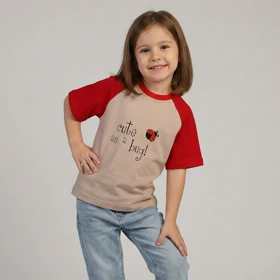 تیشرت دخترانه کامفورت طرح کفشدوزک کد 1919