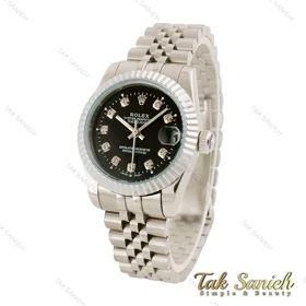 ساعت رولکس زنانه نقره ای صفحه مشکی Rolex-4533-M-L