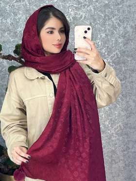 شال مخمل تدی ال وی پوم دار کد 931