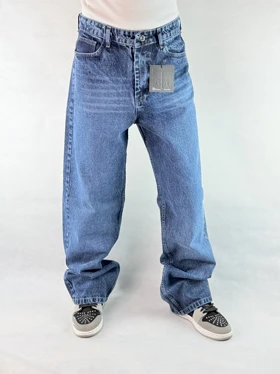 شلوار بگ مردانه آبی ساده 132