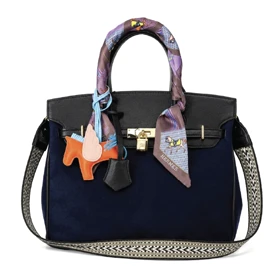 کیف HERMES وارداتی چرم و مخمل سورمه‌ای/ هرمس