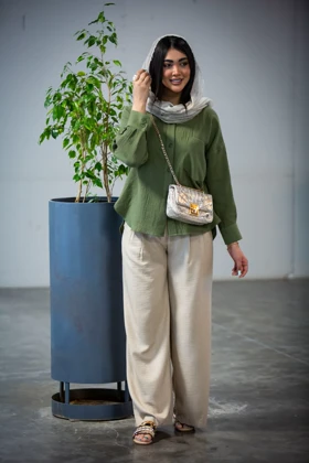 مانتو لینن پنبه پیراهنی