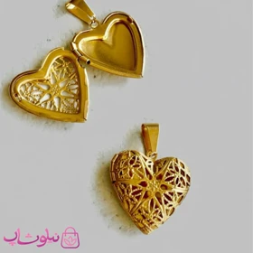 گردنبند لاکت عکس مدل قلب طلایی طرحدار کد 1591