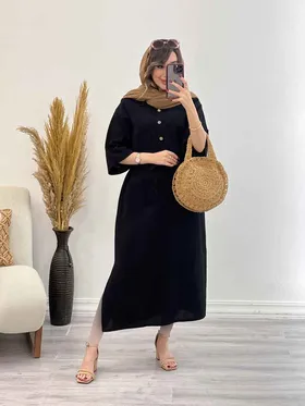 پیراهن بلند کمرگت پایین چاک