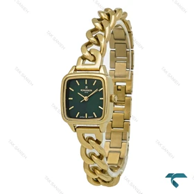 ساعت زنانه رومانسون مربعی بند کارتیه ای طلایی صفحه سبز Romanson-7291-L