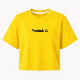 کراپ آستین کوتاه طرح Reebok (زرد)