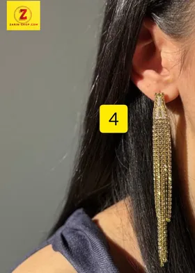 گوشواره بلند جواهری نگینی زنانه