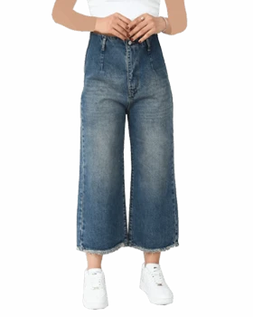 شلوار واید لگ پایین ریش سرمه ای