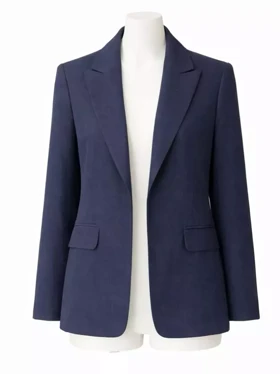 کت زنانه لینن سرمه‌ای یقه بلیزر نیوی (navy) کد 5454