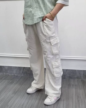 شلوار الیاف کارگو K7461 (سفید)