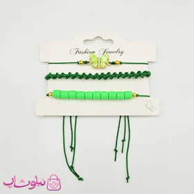 دستبند یا پابند دخترانه طرح پروانه سبز پک سه عددی