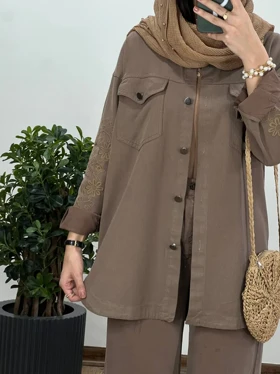 مانتو کتان پنبه گلدوزی نیکول