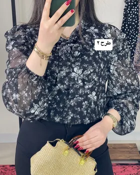 شومیز آستین پفی طرح‌دار