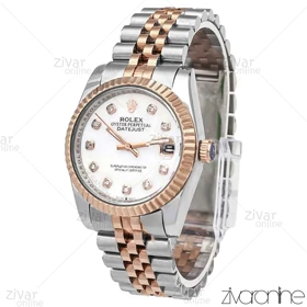 ساعت رولکس دیت جاست مردانه رزگلد نقره ای ایندکس نگین‌دار 106120