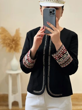 کت کتان گلدوزی شده کد 2491