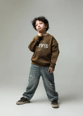 بلوز تک پسرانه رنگ قهوه ای طرح LEVIS کد 3805