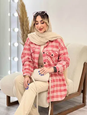 مانتو چهارخونه دو جیب پاکتی