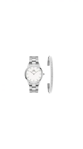ست ساعت دنیل ولینگتون یونیتون زنانه نقره ای صفحه سفید با دستبند دنیل Daniel Wellington Silver