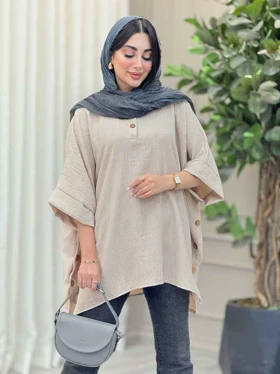 مانتو پانچ یقه دو دکمه هیما