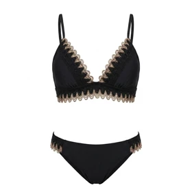 بیکینی Cupshe مدل Black Plunging Lace-Up