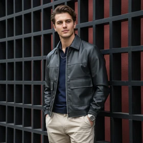 کت چرم آستر دار برش باکسی