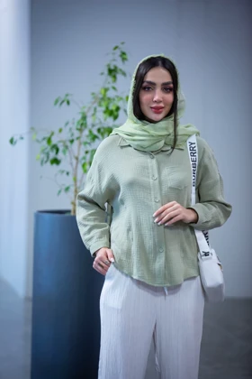 مانتو لینن پنبه شومیزی شایلی