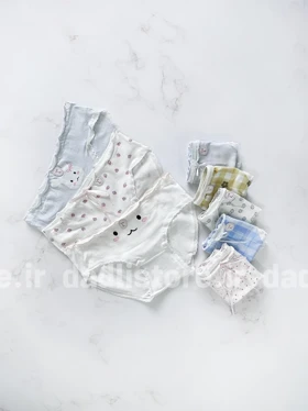 شورت نخ پنبه اسلیپ عروسکی سفید آبی