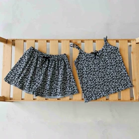 ست لباس راحتی تاپ و شورتک پلنگی زنانه - کد 969