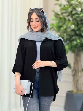 مانتو کتان بغل سه دکمه