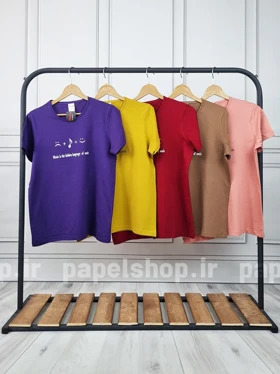 تیشرت نخ پنبه یقه گرد طرح موزیک