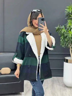 پالتو چهارخونه یقه تدی