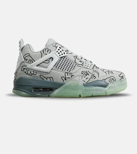 کفش کتانی ساق‌دار مردانه طوسی سبز Jordan 4 x Kaws