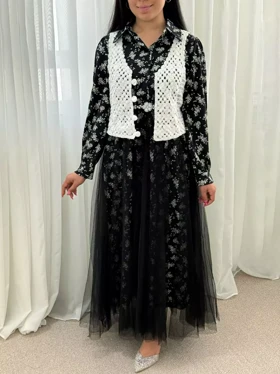 ست پیراهن و جلیقه و کمربند کد 5548