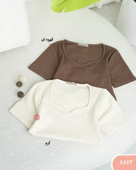 تیشرت کرکره ای یقه دلبری 8874