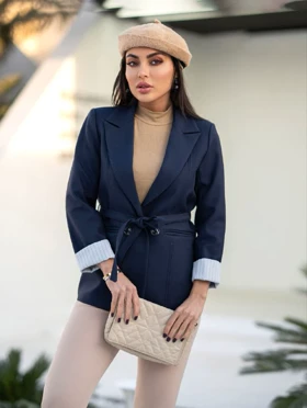 کت زنانه پرادا کجراه مدل راه راه قد 70