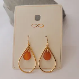 گوشواره آویز اشکی میله ای نارنجی