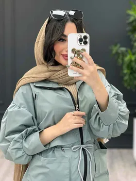 بارانی کمرگت آستین چین‌دار