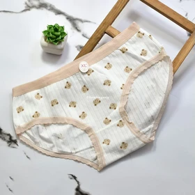 شورت زنانه کبریتی طرح خرس قهوه ای