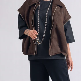 جکت جیر قهوه ای Suede دوحالته