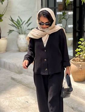 شومیز بغل زیپ خنک لینن