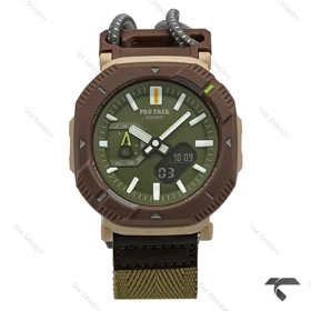ساعت کاسیو پروترک PRJ-B001 سبز قهوه ای بند کشی Protrek-10169-G