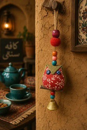 آویز عروسکی منگوله‌دار پارچه ای جغد