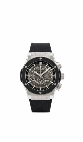 ساعت هابلوت سه موتوره مردانه نقره ای مشکی اسکلتون (کرنوگراف) Hublot Diamonds Silver