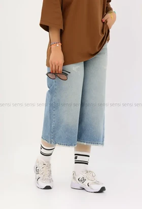 شلوارک جین واید قد 83کد1004210