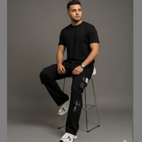 شلوار کارگو شش جیب پایین زیپ مدل sami-مشکی